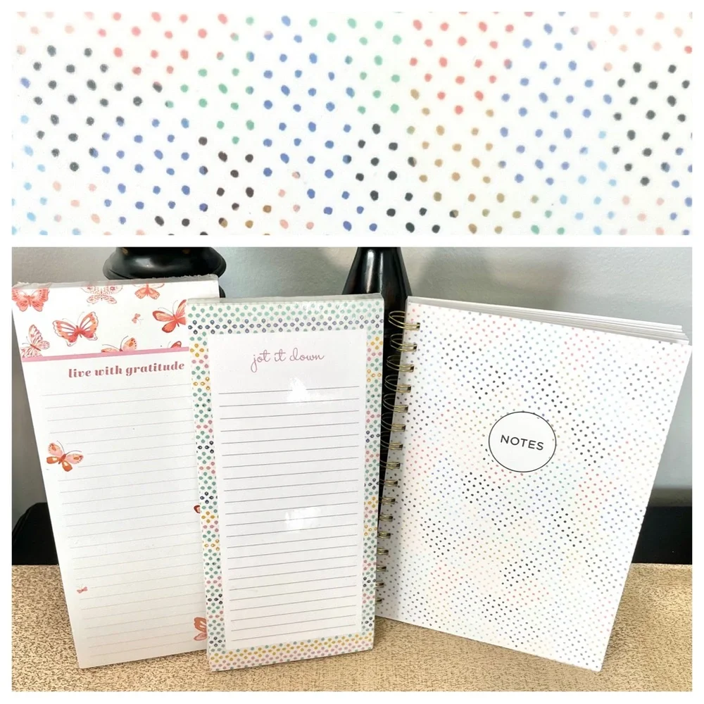 NWT Colorful Polka Dot Gratitude Notebook/Journal Notepad Stationery Bundle